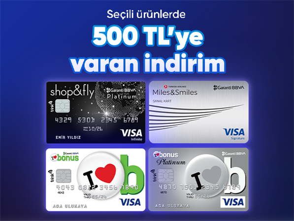 Visa logolu Garanti BBVA kredi kartlarına özel Hepsiburada’da 500 TL indirim!