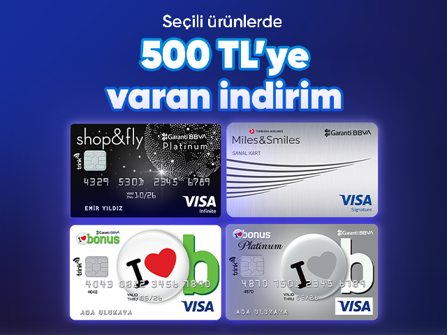Visa logolu Garanti BBVA kredi kartlarına özel Hepsiburada’da 500 TL indirim!