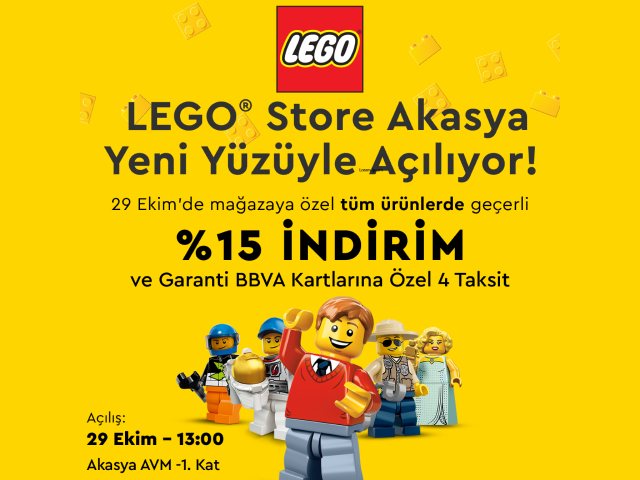LEGO® Store Akasya mağazasında geçerli %15 indirim!