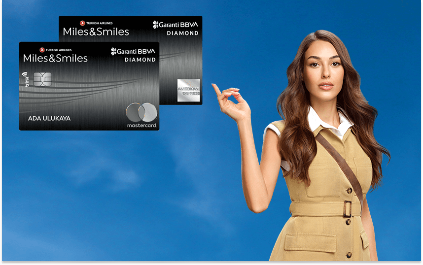 Havaalanı ve yurtdışında ekstra ayrıcalıklar Mastercard logolu Miles&Smiles Garanti BBVA Diamond kredi kartında!